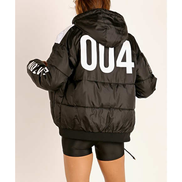 PE Nation Black & White Lead Right Logo Print 004 Zip Lined Puffer Jacket XS - Picture 3 of 14